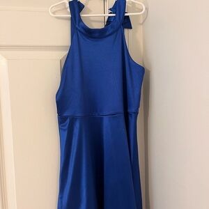 Sleek Royal Blue Halter Dress